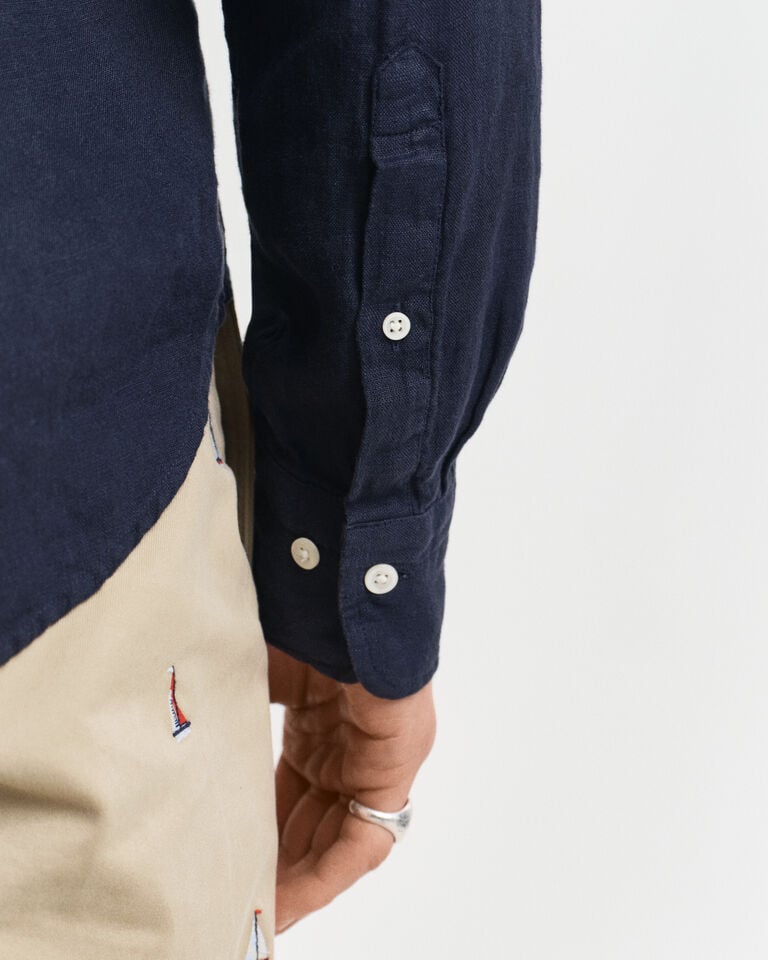 Gant Camisa Regular Fit De Lino Teñido En Prenda