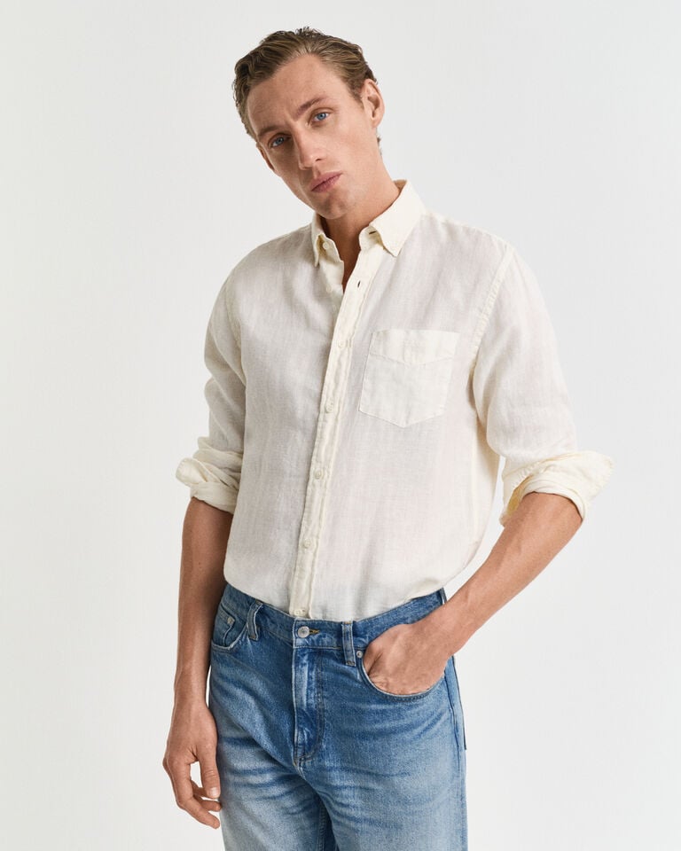Gant Camisa Regular Fit de lino teñido en prenda