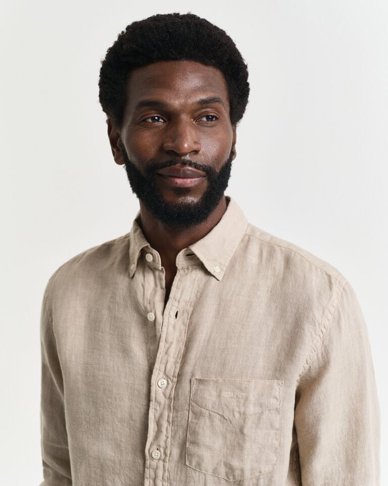 Gant Camisa Regular Fit De Lino Teñido En Prenda