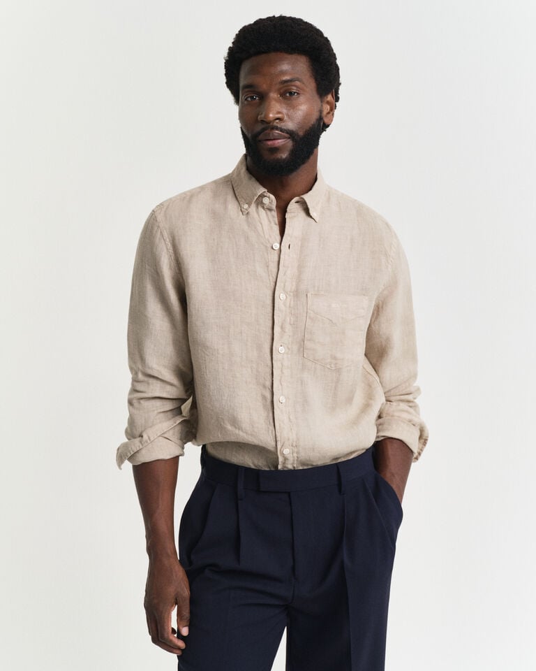 Gant Camisa Regular Fit de lino teñido en prenda