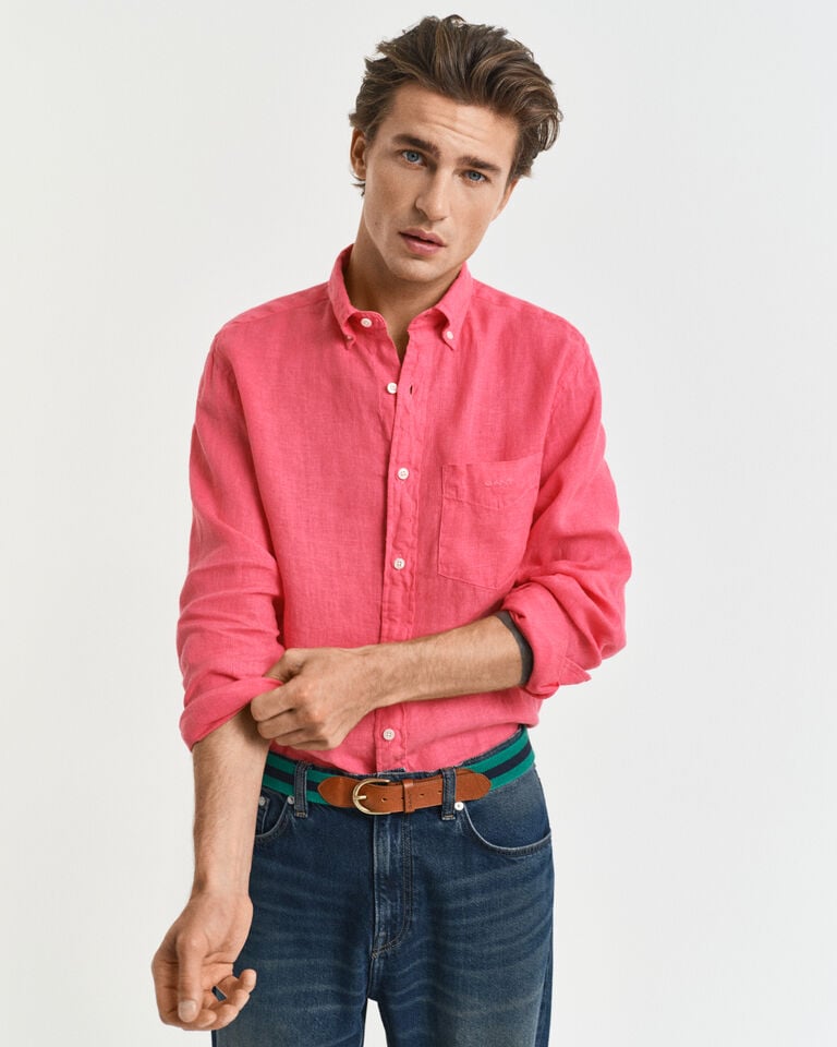 Gant Camisa Regular Fit de lino teñido en prenda