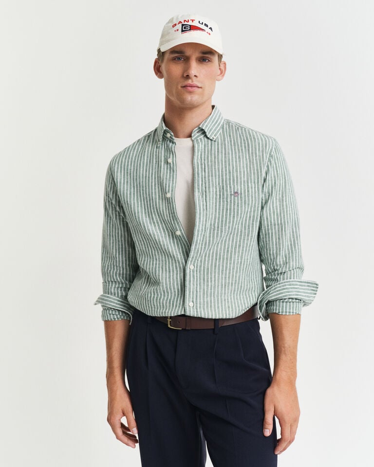 Gant Camisa Regular Fit De Lino Y Algodón A Rayas