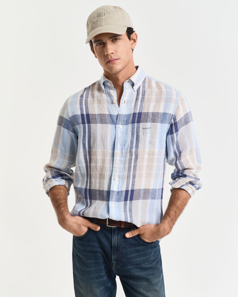 Gant Camisa Regular Fit de lino y madrás
