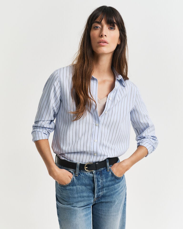 Gant Camisa Regular Fit de popelina a rayas finas
