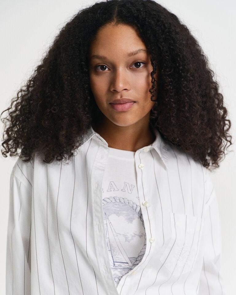 Gant Camisa Relaxed Fit A Rayas En Contraste