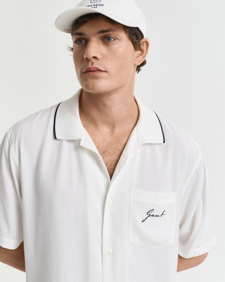 Gant Camisa Relaxed Fit De Manga Corta De Viscosa