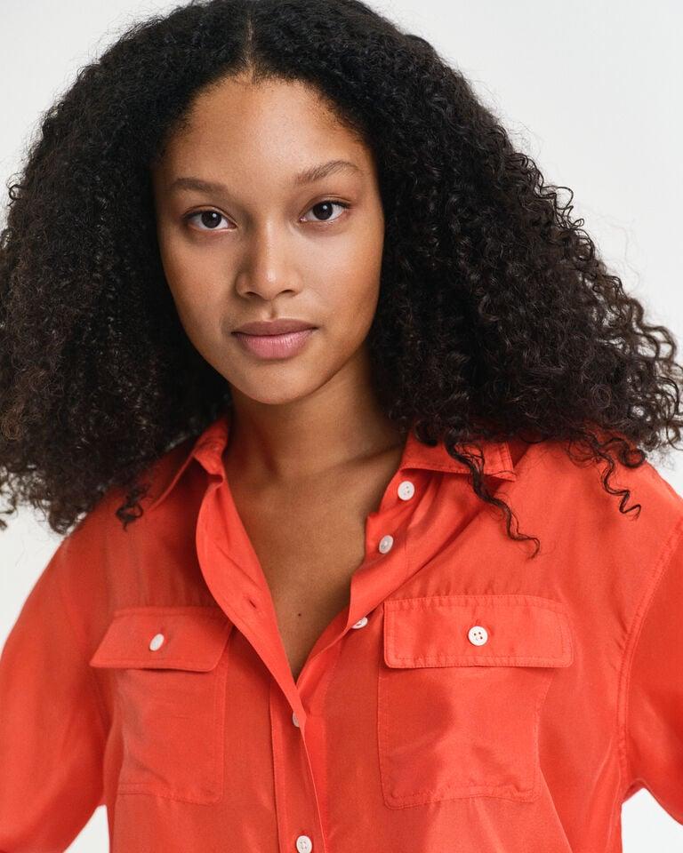 Gant Camisa Relaxed Fit De Seda Habotai