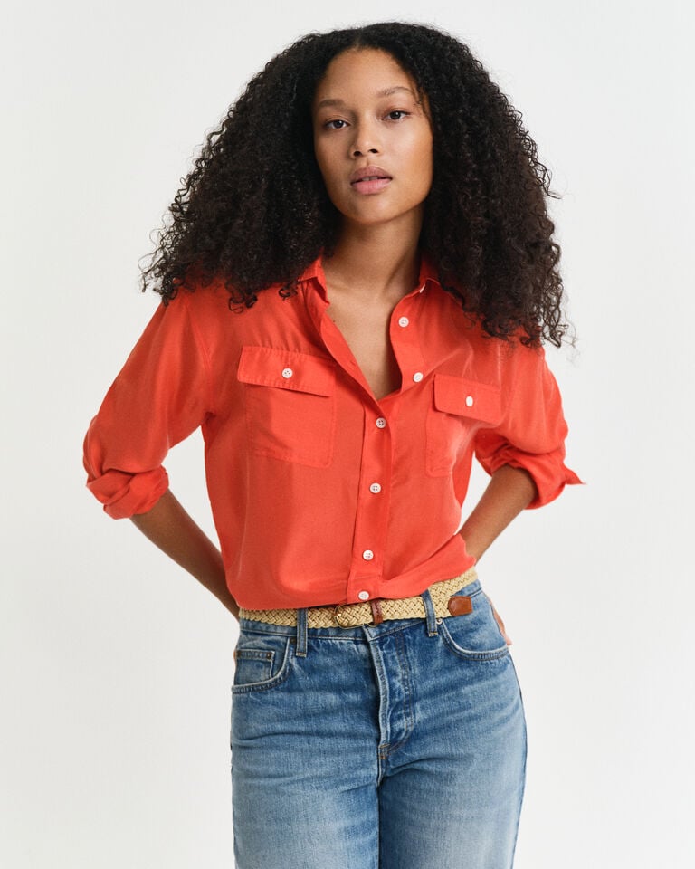 Gant Camisa Relaxed Fit de seda habotai