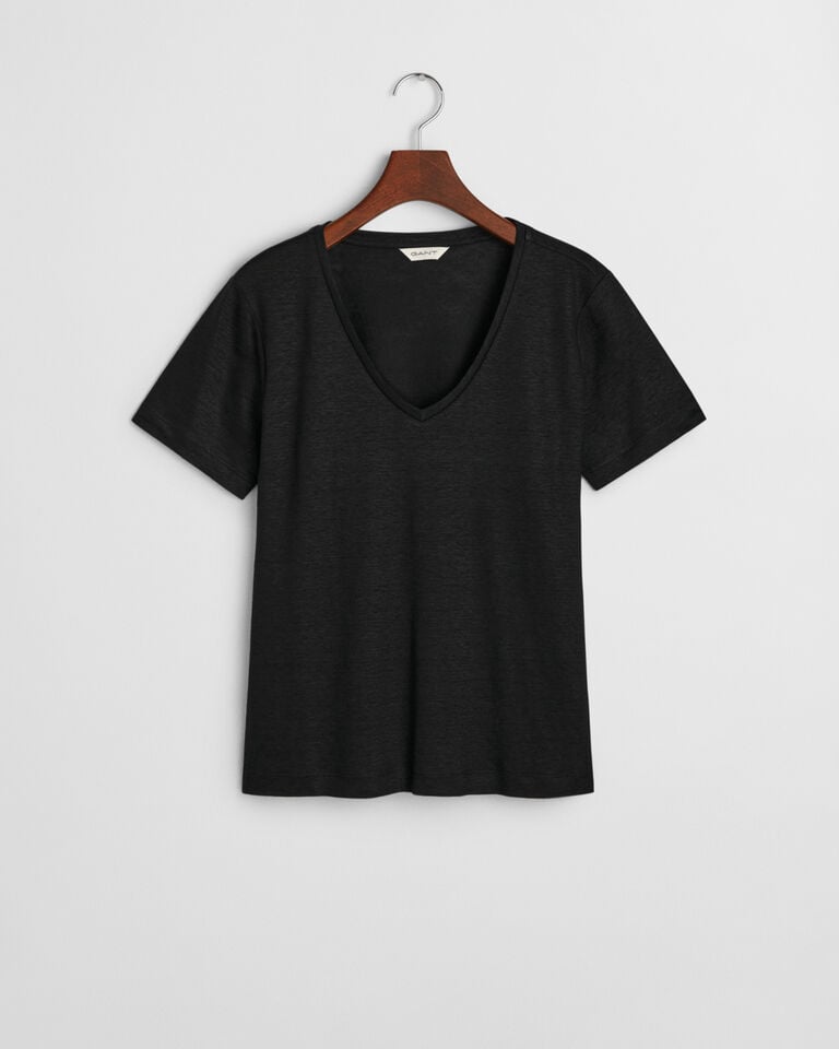 Gant Camiseta de cuello de pico de lino
