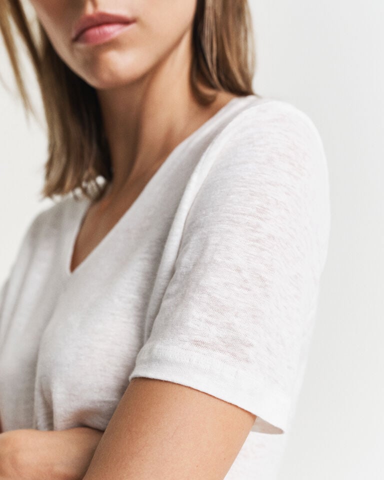 Gant Camiseta De Cuello De Pico De Lino