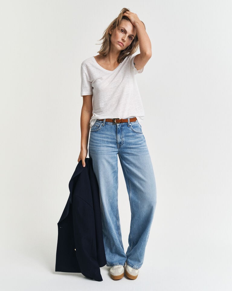 Gant Camiseta De Cuello De Pico De Lino