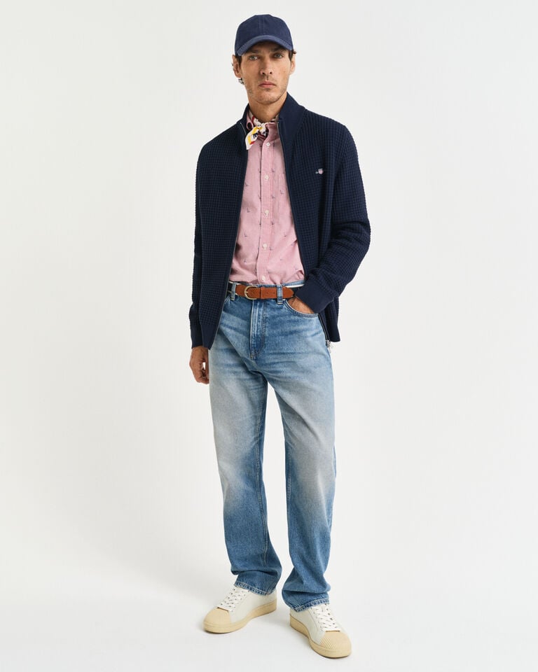 Gant Cárdigan De Algodón Con Cremallera Y Textura