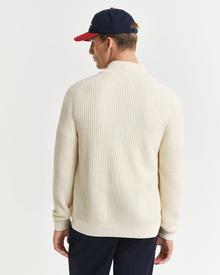 Gant Cárdigan De Algodón Con Cremallera Y Textura