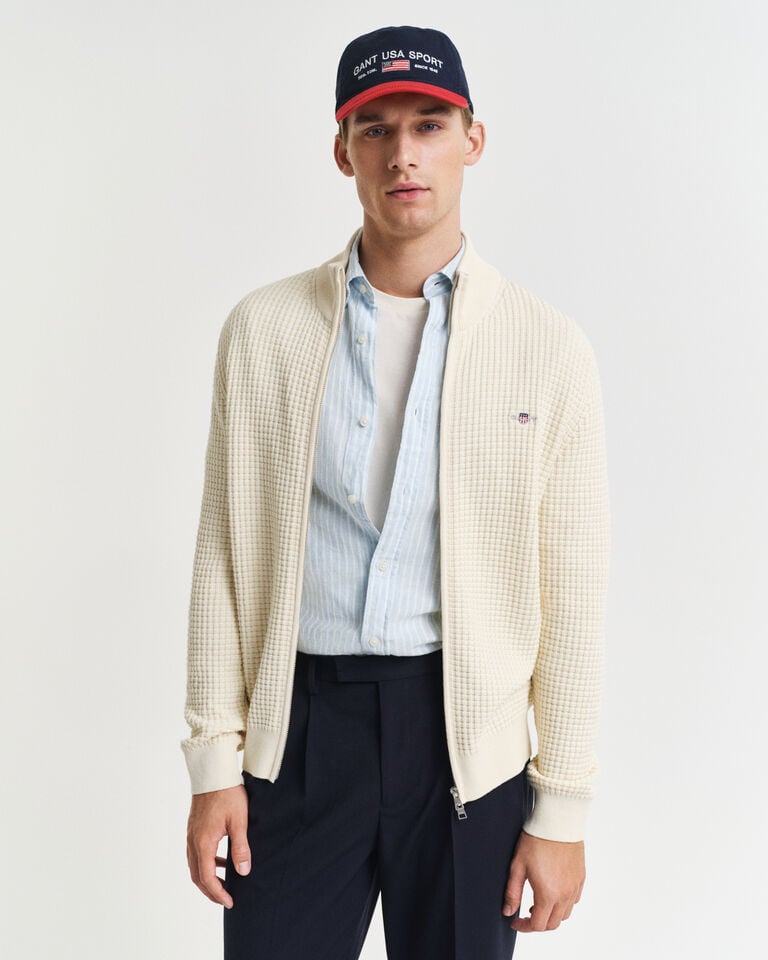 Gant Cárdigan de algodón con cremallera y textura