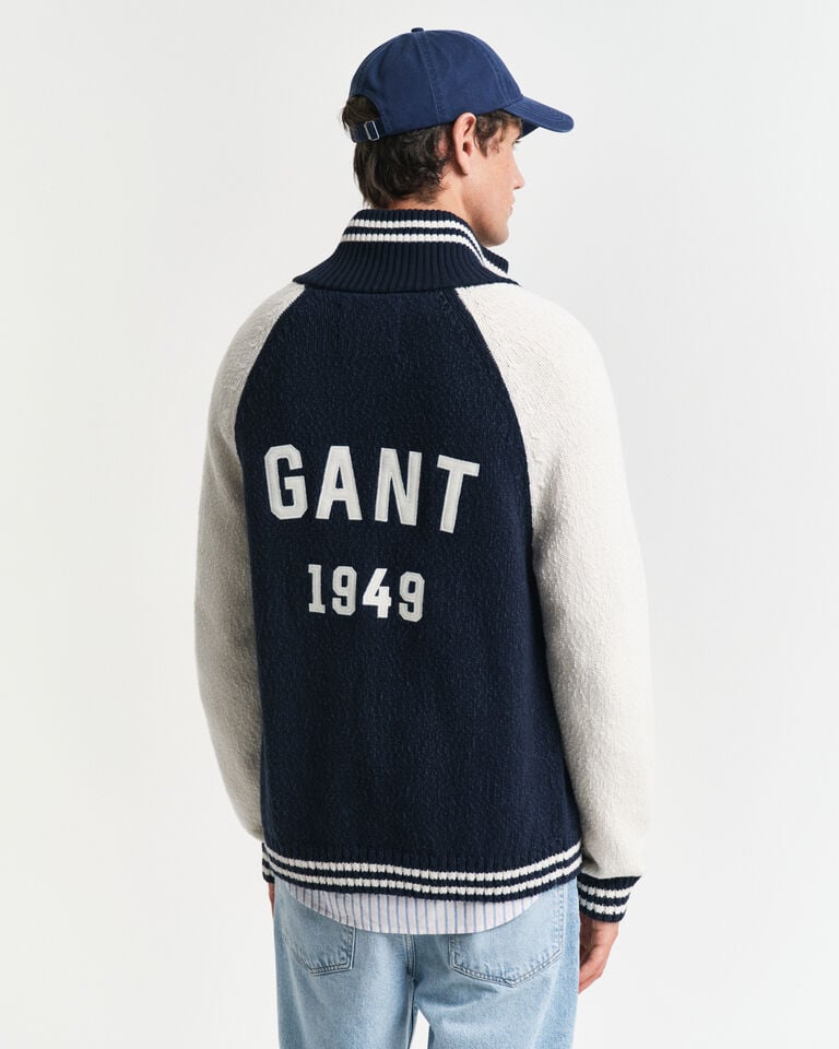 Gant Cárdigan De Algodón Flameado Con Cremallera