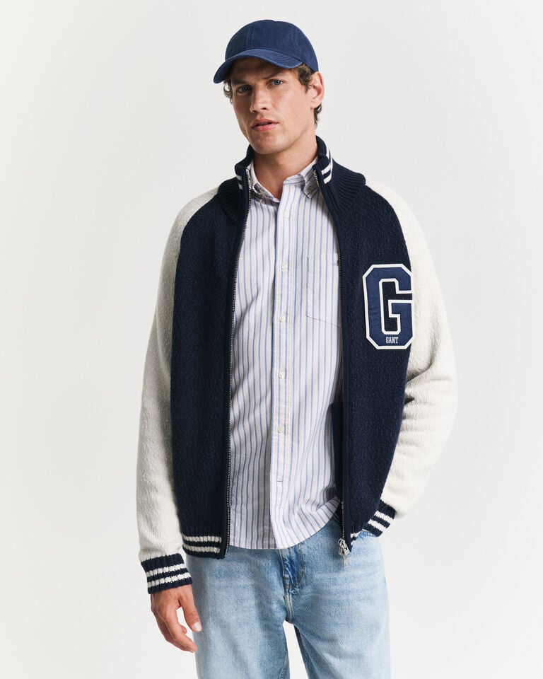 Gant Cárdigan De Algodón Flameado Con Cremallera