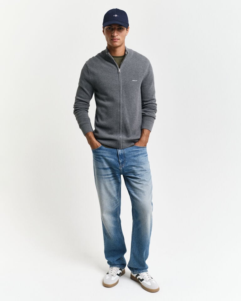 Gant Cárdigan En Piqué De Algodón Con Cremallera