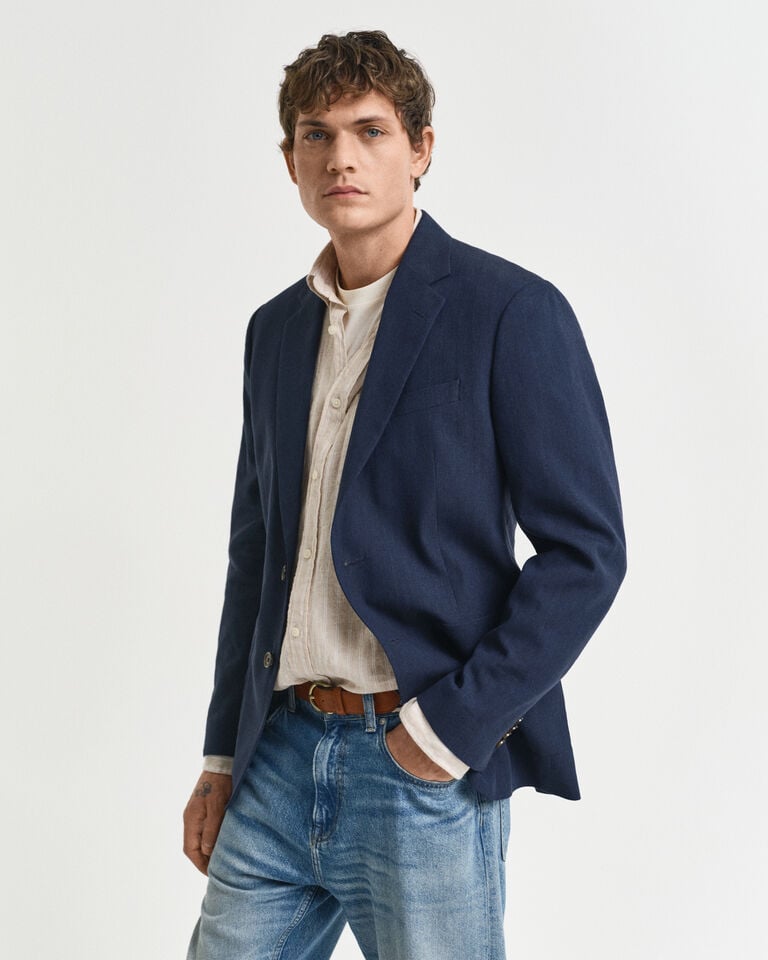 Gant Chaqueta de traje Slim Fit de algodón y lino