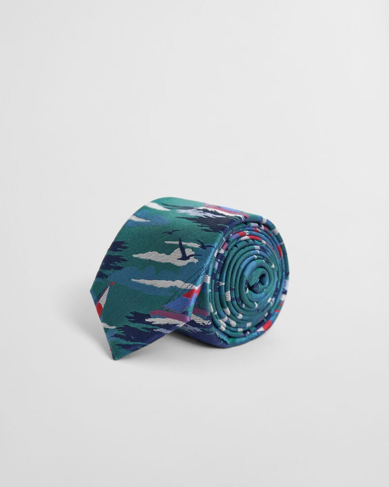 Gant Corbata De Seda Con Estampado Sailing