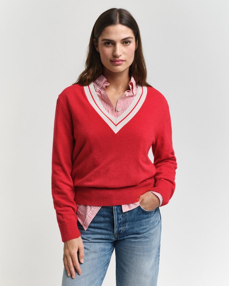 Gant Jersey con cuello de pico en contraste