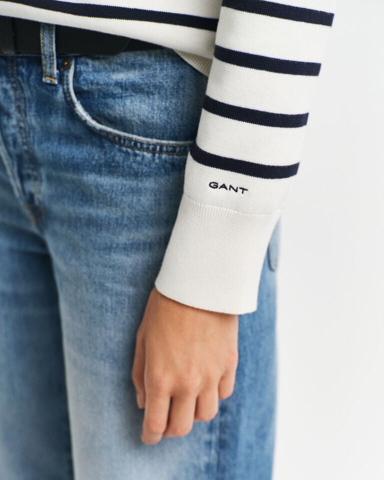 Gant Jersey De Algodón A Rayas Con Cuello Redondo