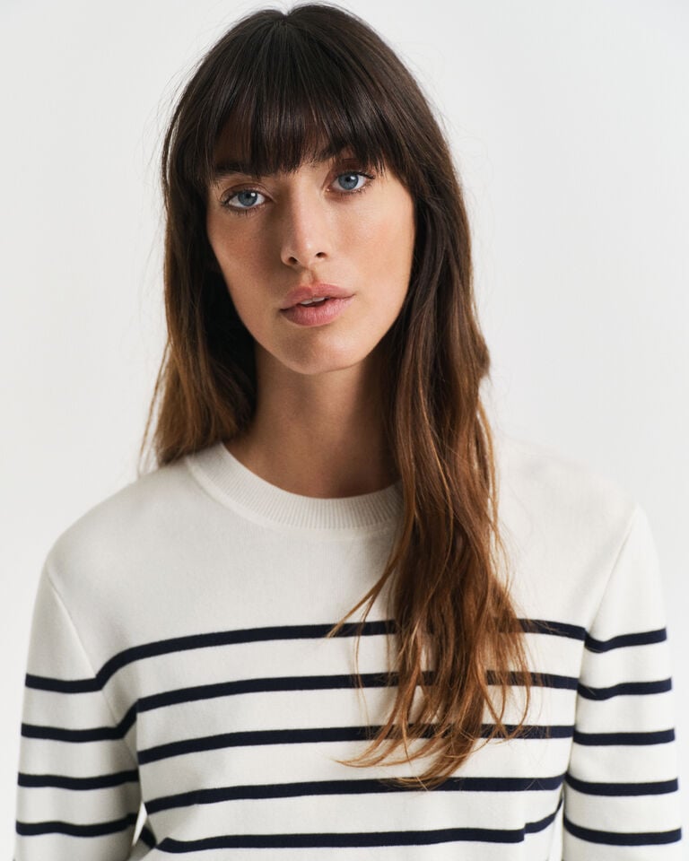 Gant Jersey De Algodón A Rayas Con Cuello Redondo