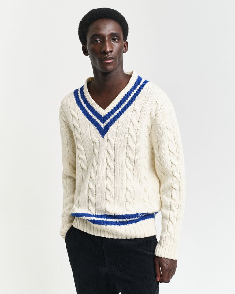 Gant Jersey de cuello de pico en punto de ochos