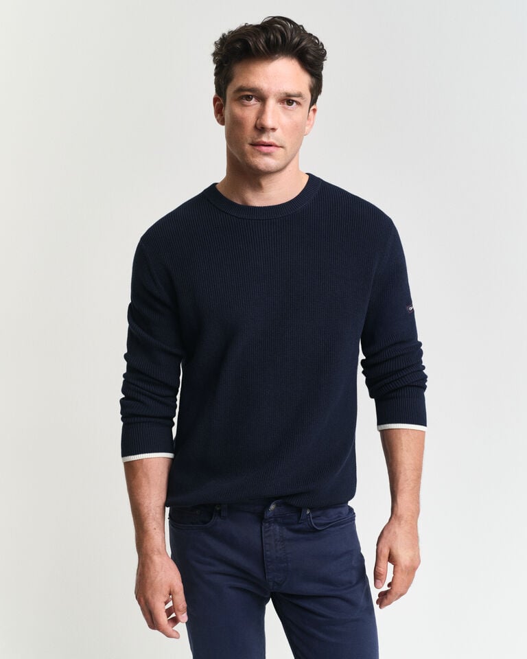 Gant Jersey de cuello redondo de algodón acanalado