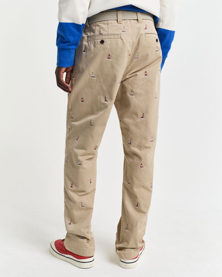 Gant Pantalones Chinos Straight Fit Con Bordado
