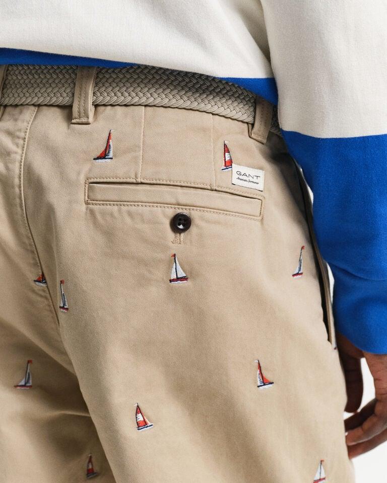 Gant Pantalones Chinos Straight Fit Con Bordado