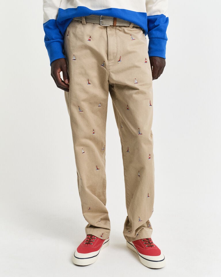 Gant Pantalones Chinos Straight Fit Con Bordado