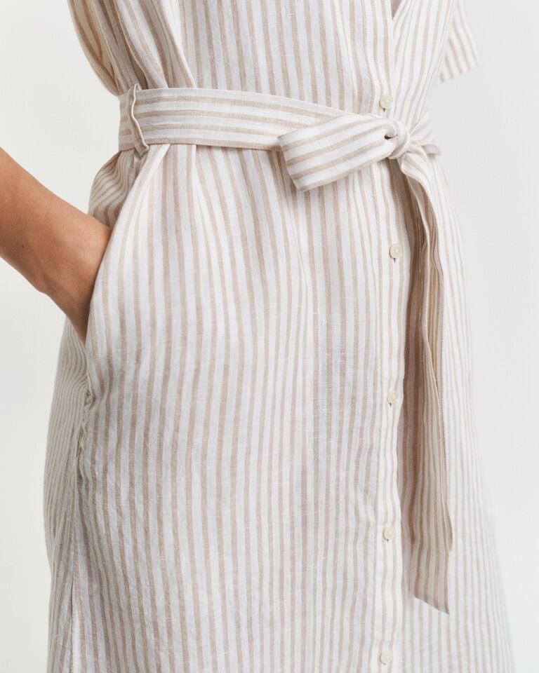 Gant Vestido Camisero De Lino A Rayas