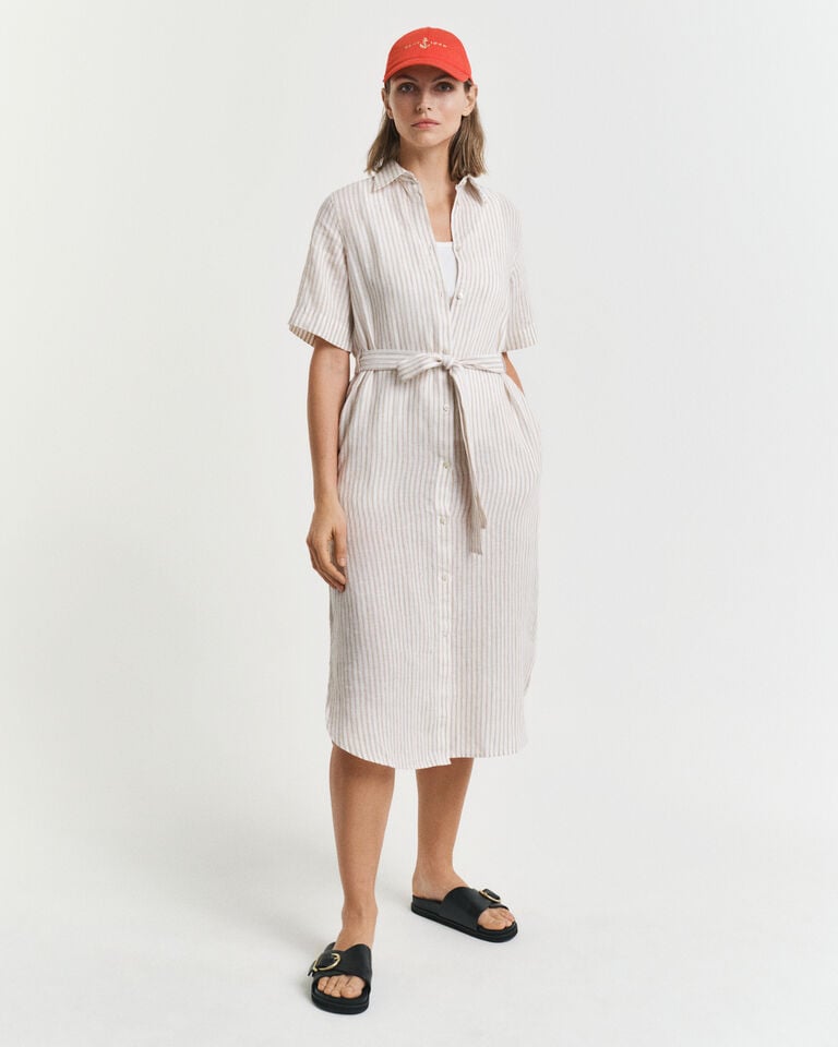 Gant Vestido camisero de lino a rayas