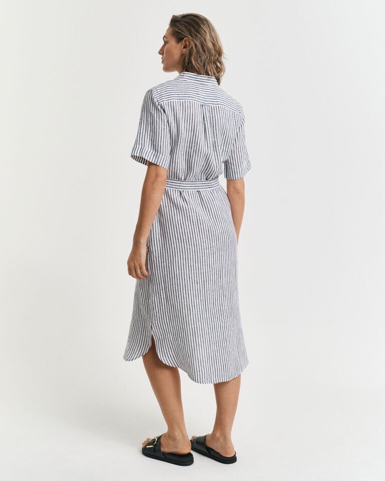 Gant Vestido Camisero De Lino A Rayas