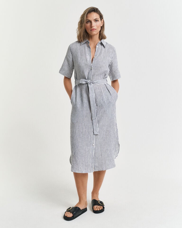 Gant Vestido camisero de lino a rayas
