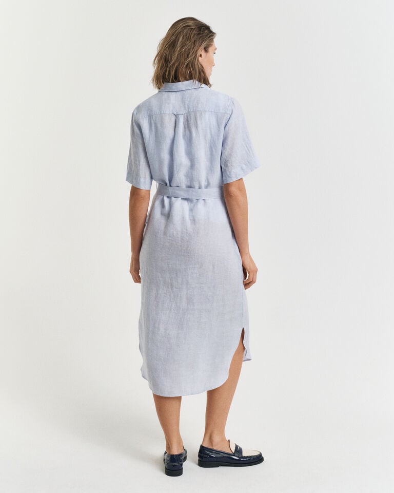 Gant Vestido Camisero De Manga Corta De Lino