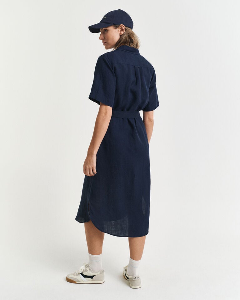 Gant Vestido Camisero De Manga Corta De Lino