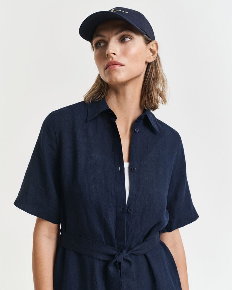 Gant Vestido Camisero De Manga Corta De Lino