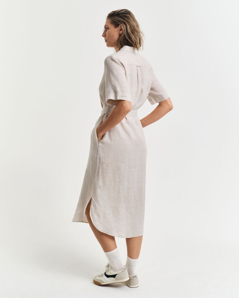 Gant Vestido Camisero De Manga Corta De Lino