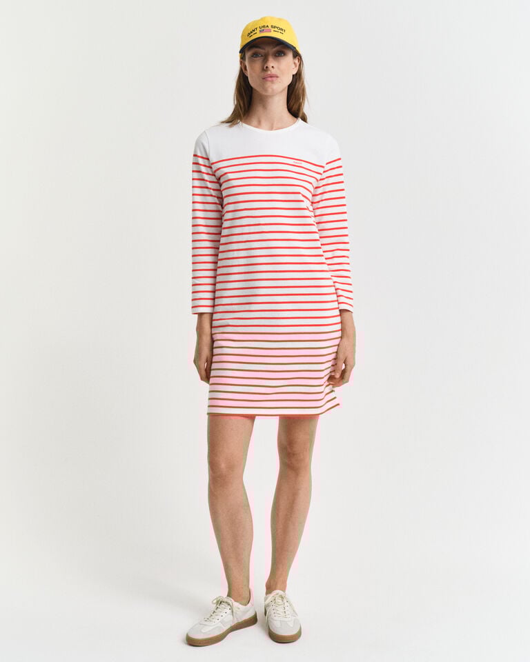 Gant Vestido De Cuello Redondo A Rayas Bretonas