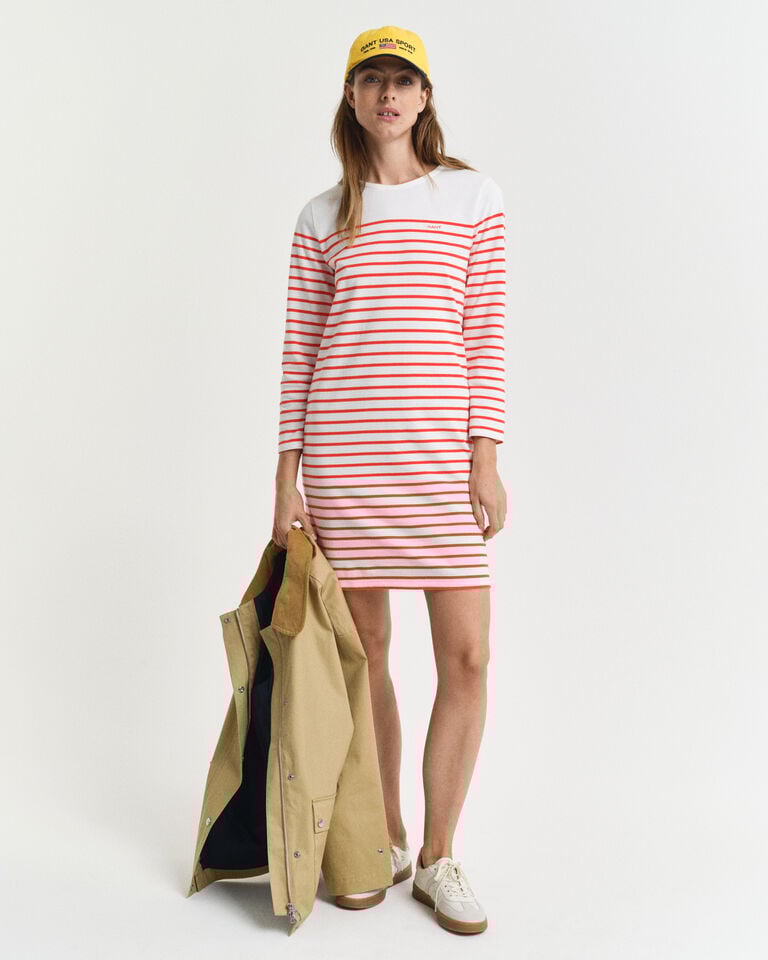 Gant Vestido de cuello redondo a rayas bretonas