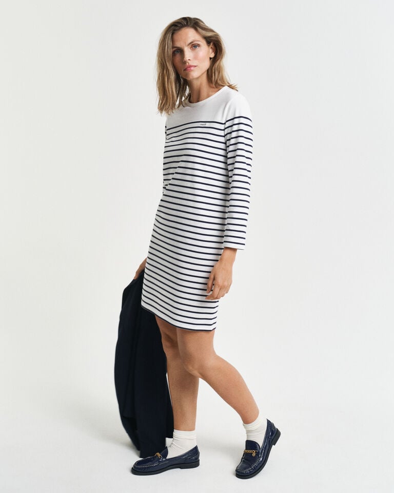 Gant Vestido De Cuello Redondo A Rayas Bretonas