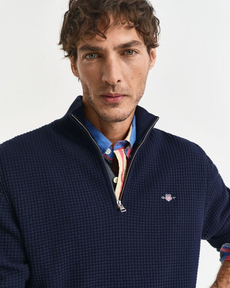 Gant Jersey De Algodón Con Media Cremallera Y Textura