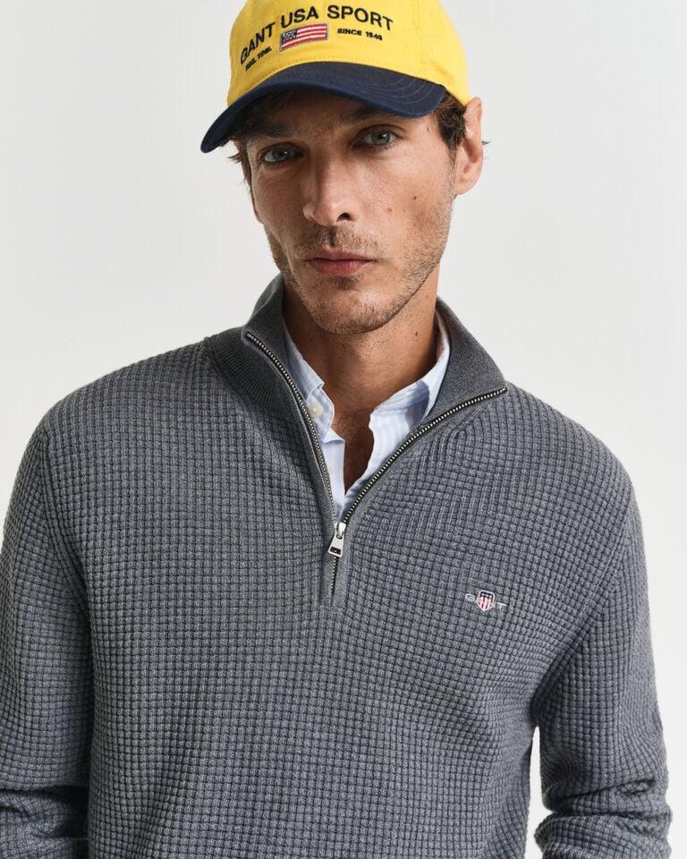 Gant Jersey De Algodón Con Media Cremallera Y Textura