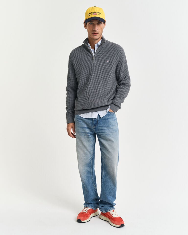 Gant Jersey De Algodón Con Media Cremallera Y Textura