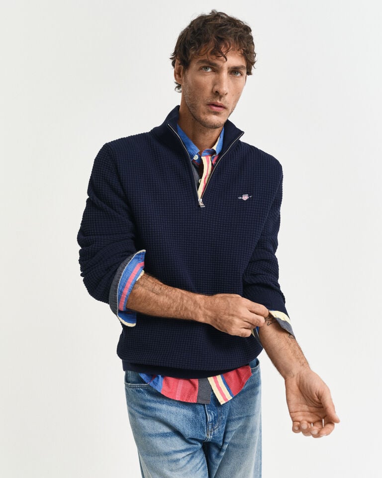 Gant Jersey de algodón con media cremallera y textura