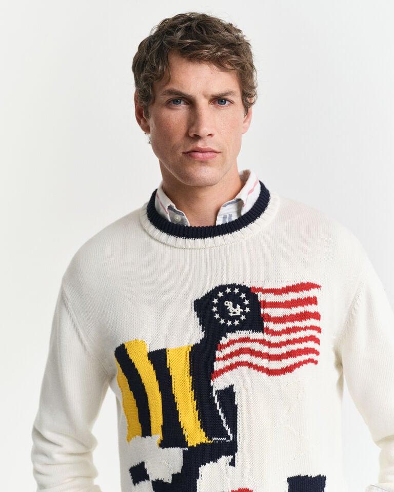 Gant Jersey De Cuello Redondo En Algodón Con Distintivo En Intarsia