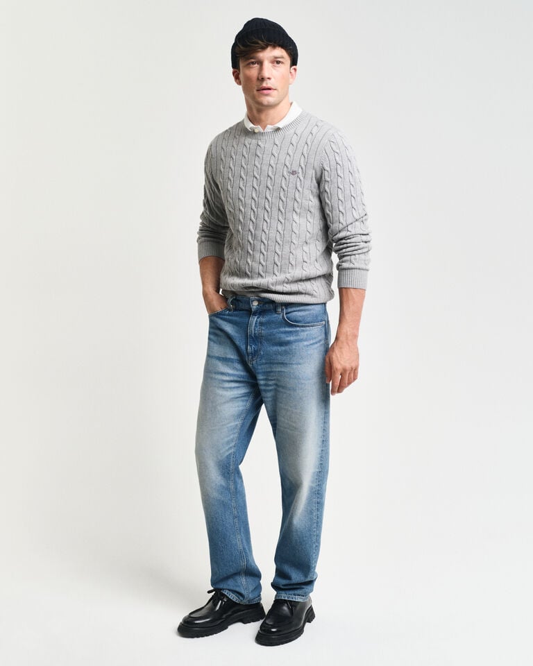 Gant Jersey De Cuello Redondo Y Punto De Ochos En Algodón