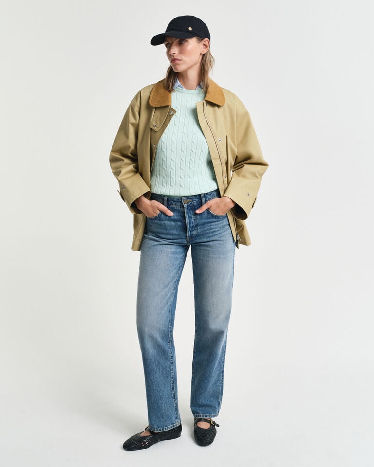 Gant Jersey De Cuello Redondo Y Punto De Ochos En Algodón Elástico