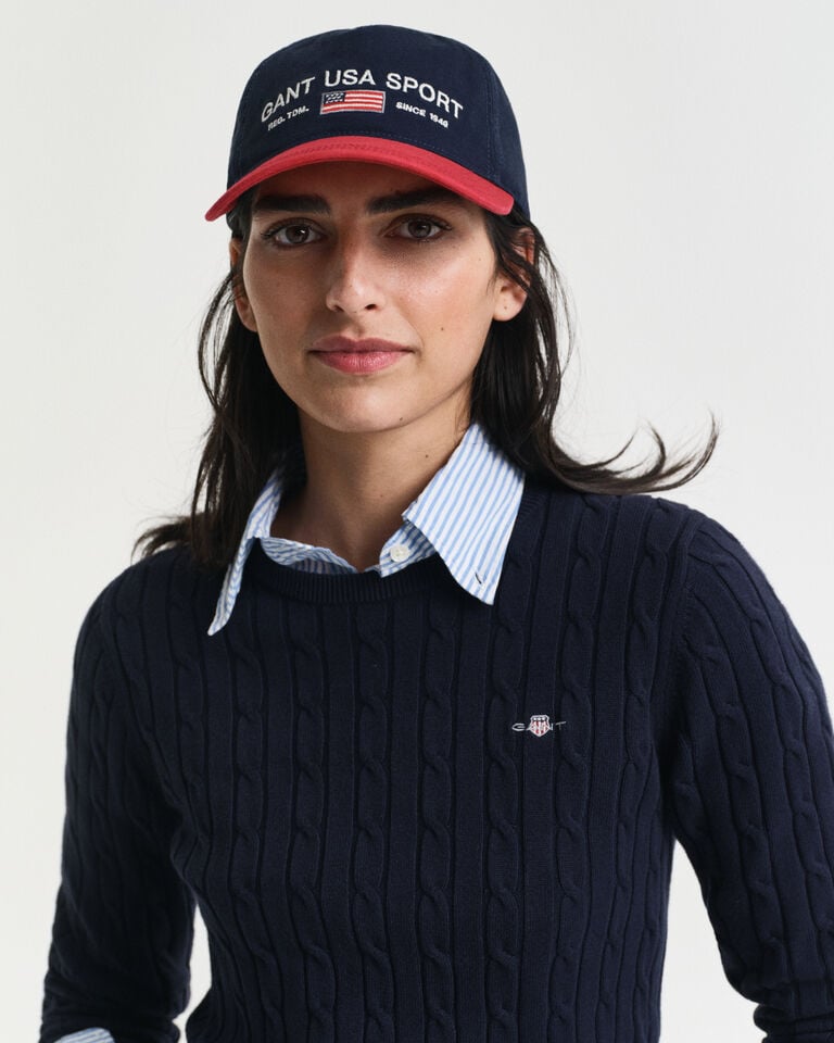 Gant Jersey De Cuello Redondo Y Punto De Ochos En Algodón Elástico